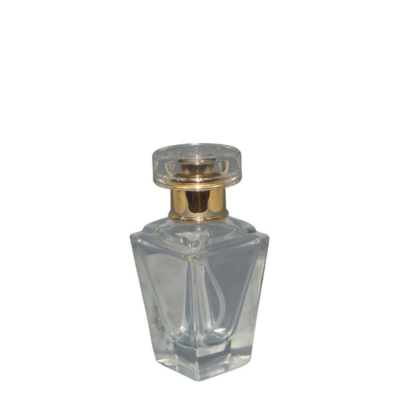 Frasco de Vidro Porta Perfume FY C/ Tampa e Válvula Spray Dourada 30ml Ref. W410953 BM36 (01 unidade)