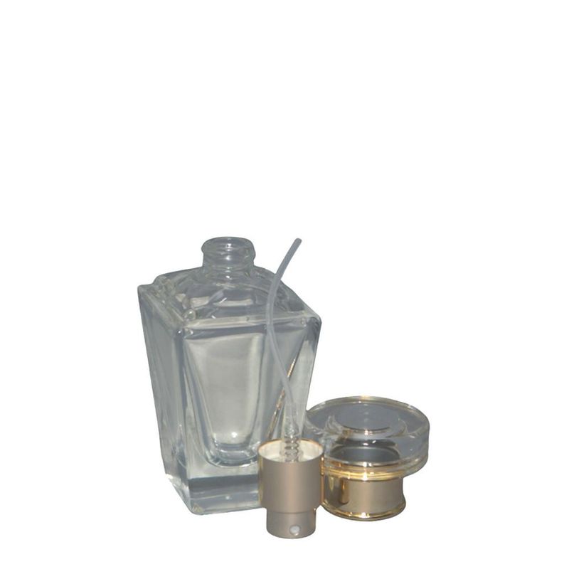 Frasco de Vidro Porta Perfume FY C/ Tampa e Válvula Spray Dourada 30ml Ref. W410953 BM36 (01 unidade)