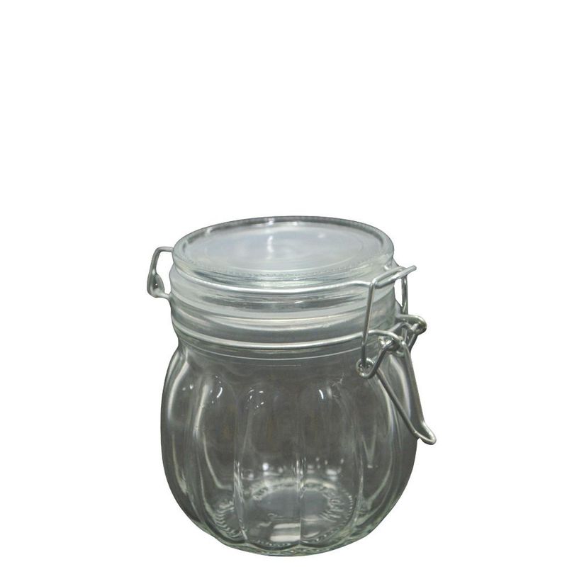 Pote de Vidro Fechamento Hermético C/ Trava P/ Biscoito Ref. 083013 8x9cm 220ml PraCaza (01 unidade)
