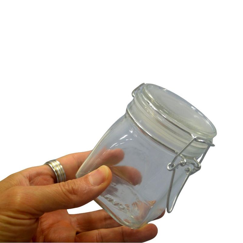 Pote de Vidro Fechamento Hermético C/ Trava P/ Biscoito Ref. 083014 6.5x6.5x9cm 190ml PraCaza (01 unidade)