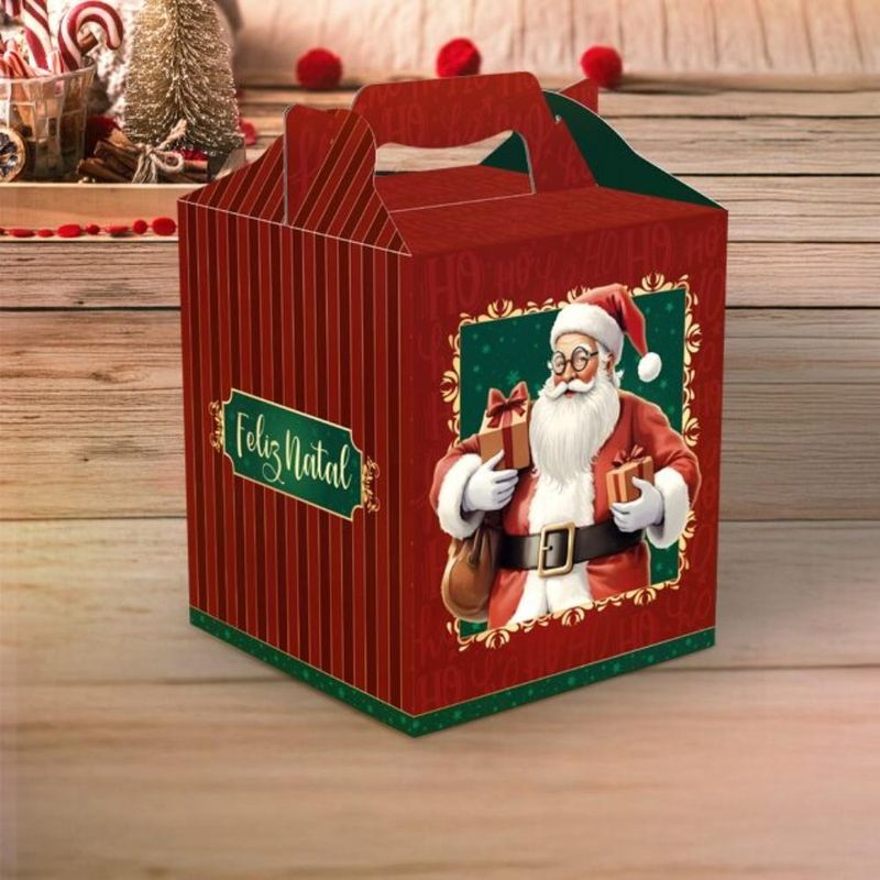 Caixa Maleta P/ Panetone C/ Alça Noel C5706 Ideia (01unidade)