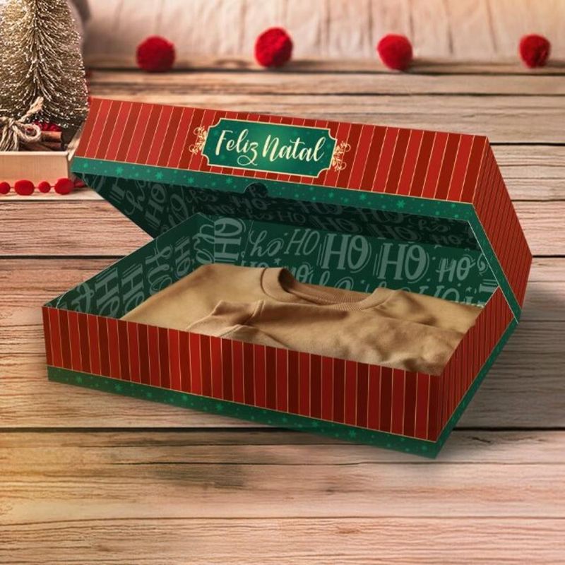 Caixa de Presente Tampa e Fundo Conjugada Médio Noel 5740 Ideia (01 unidade)