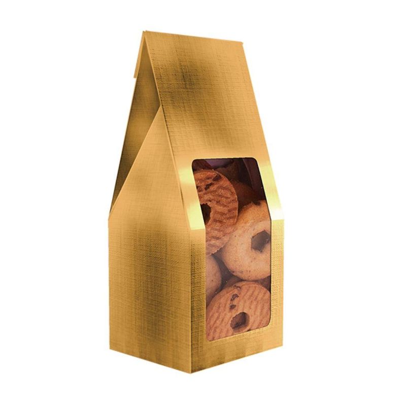 Saco de Papel Laminado Dourado C/ Visor Practice Ref. C5507 8x7x19cm Ideia (01 unidade)