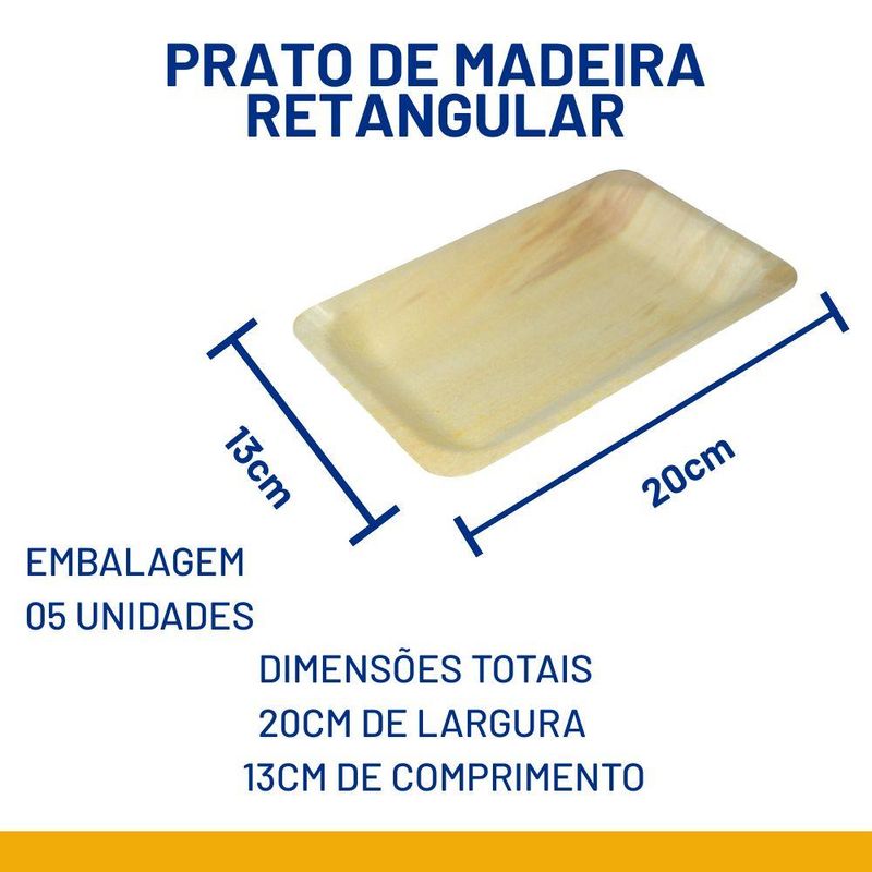 Bandeja de Madeira 20cm Silver Festas (05 unidades)