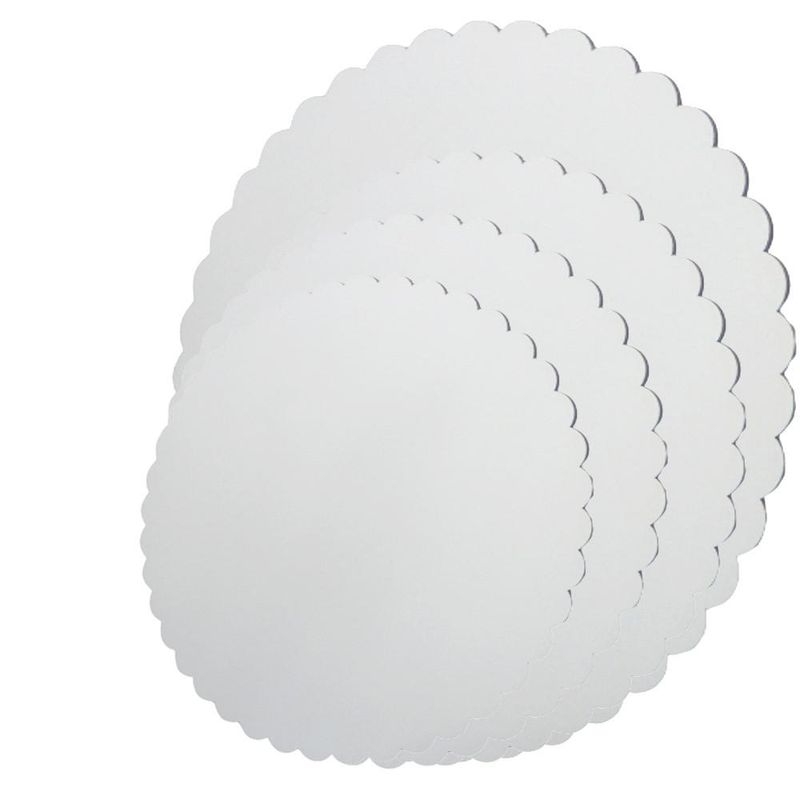 Cake Board de MDF Redondo Ondulado Escalope Branco Curifest (01 Unidade)-18cm