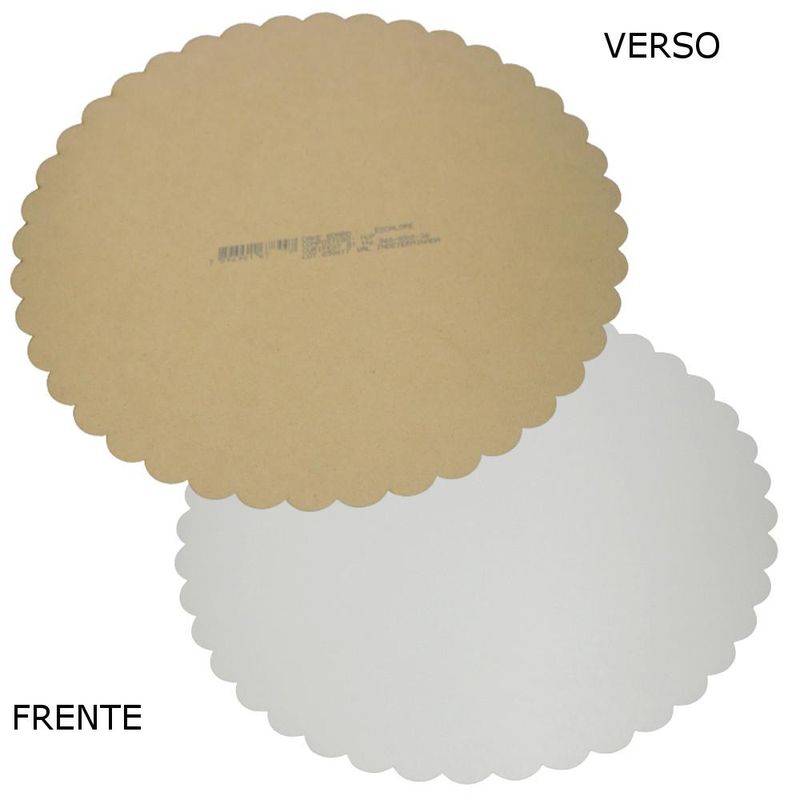 Cake Board de MDF Redondo Ondulado Escalope Branco Curifest (01 Unidade)-18cm