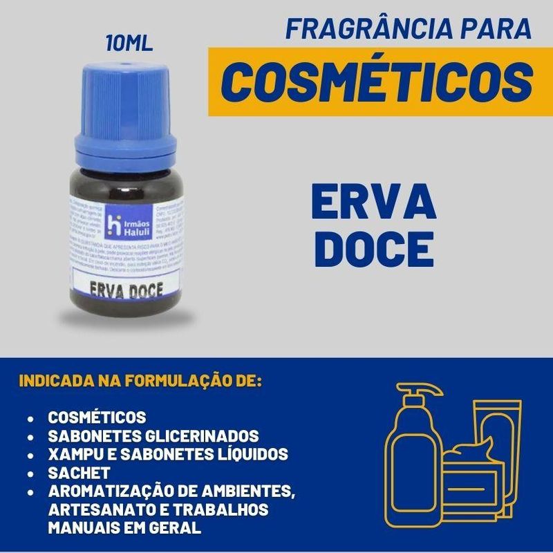 Essência Erva Doce para Cosméticos e Sabonetes Linha Azul Irmãos Haluli (10ml)