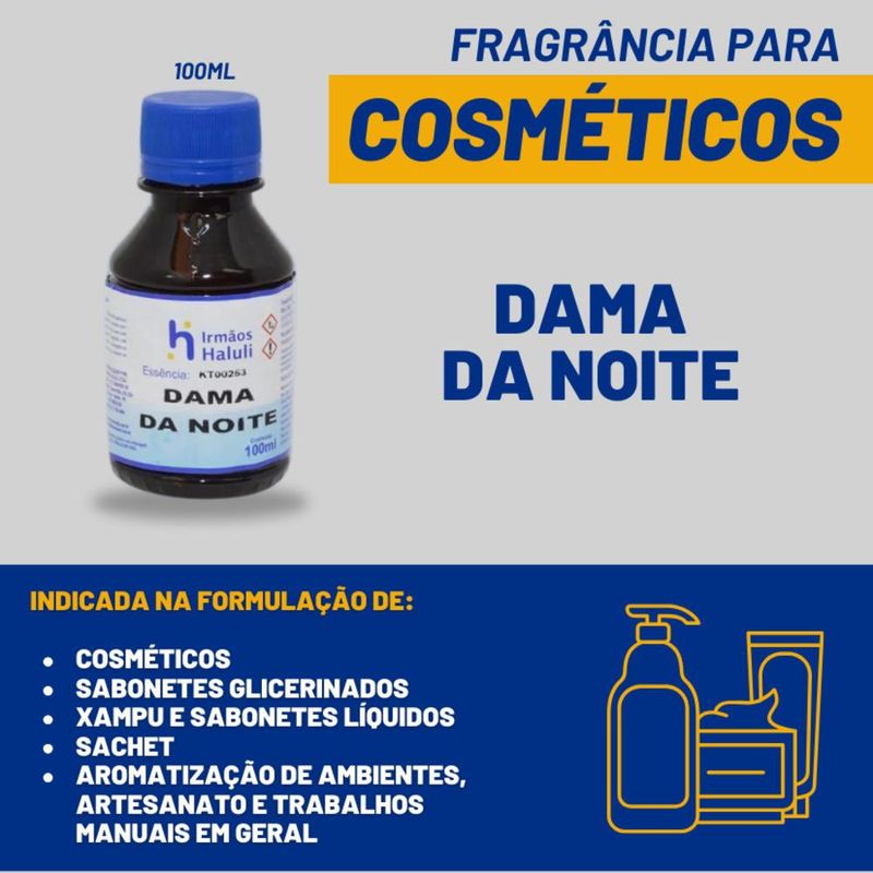 Essência Dama da Noite para Cosméticos e Sabonetes Linha Azul Irmãos Haluli (100ml)