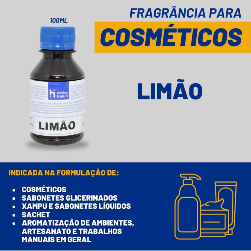 Essência Limão para Cosméticos e Sabonetes Linha Azul Irmãos Haluli (100ml)