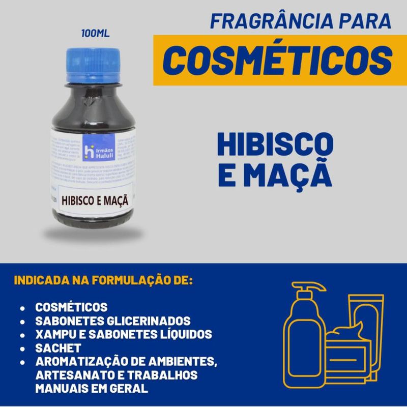 Essência Hibisco e Maçã para Cosméticos e Sabonetes Linha Azul Irmãos Haluli (100ml)