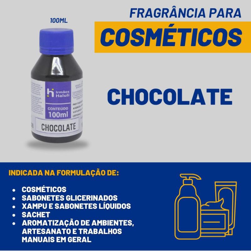 Essência Chocolate para Cosméticos e Sabonete Linha Azul Irmãos Haluli (100ml)