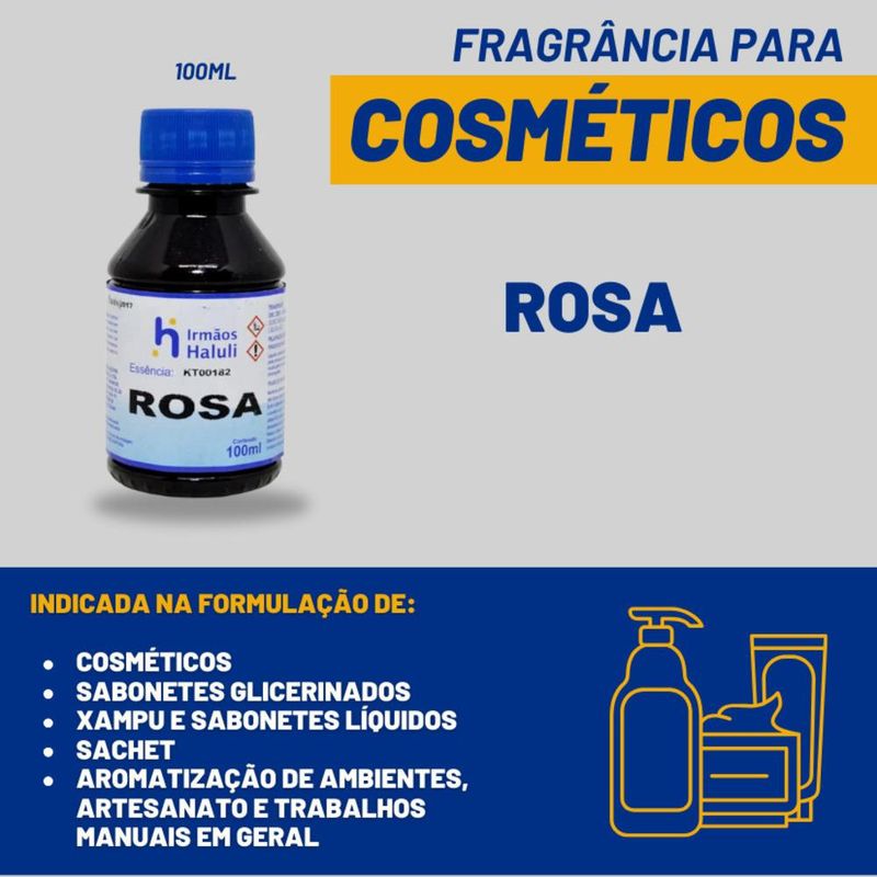 Essência Rosa para Cosméticos e Sabonetes Linha Azul Irmãos Haluli (100ml)