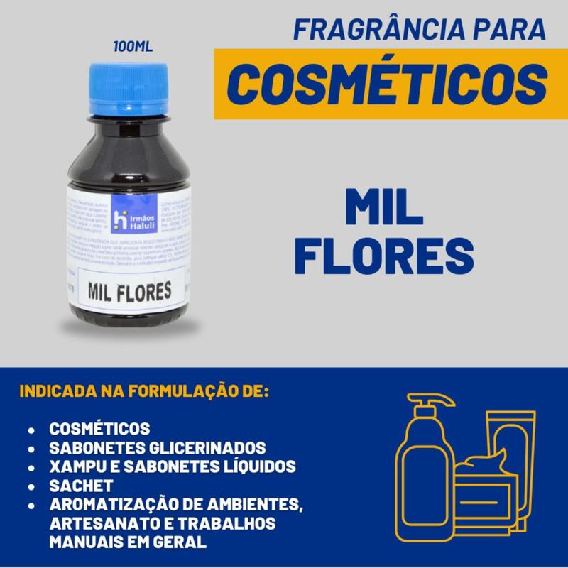 Essência Mil Flores para Cosméticos e Sabonetes Linha Azul Irmãos Haluli (100ml)