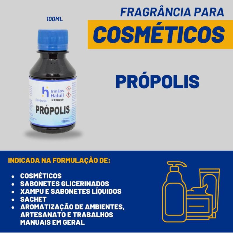 Essência Própolis para Cosméticos e Sabonetes Linha Azul Irmãos Haluli (100ml)