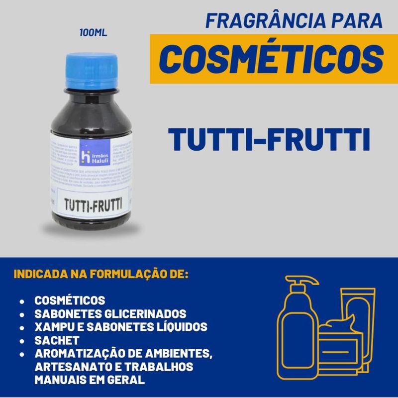 Essência Tutti-Frutti para Cosméticos e Sabonetes Linha Azul Irmãos Haluli (100ml)