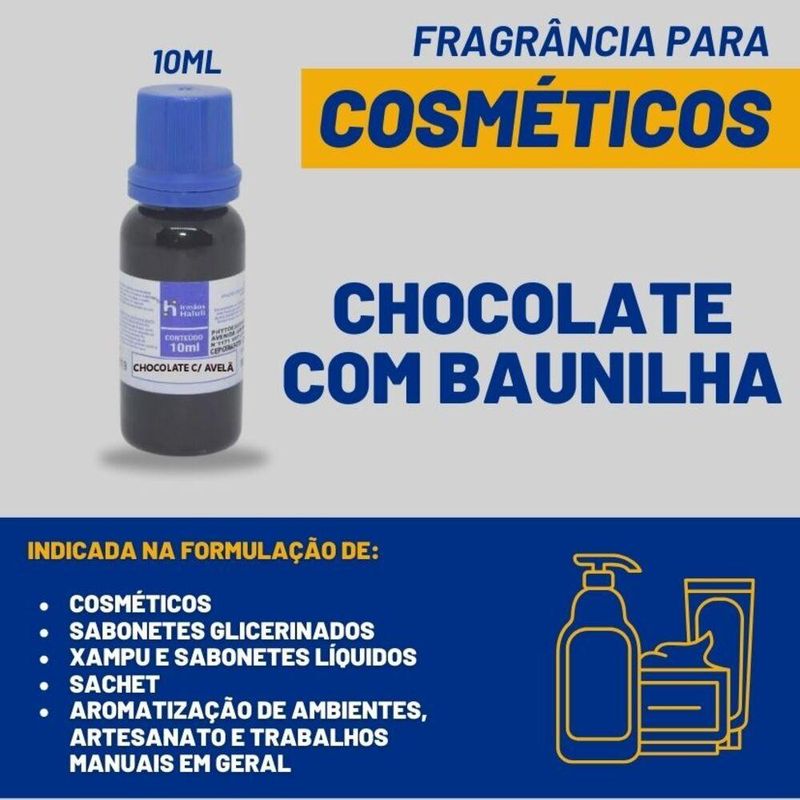 Essência Chocolate C/ Baunilha para Cosméticos e Sabonetes Linha Azul Irmãos Haluli (10ml)
