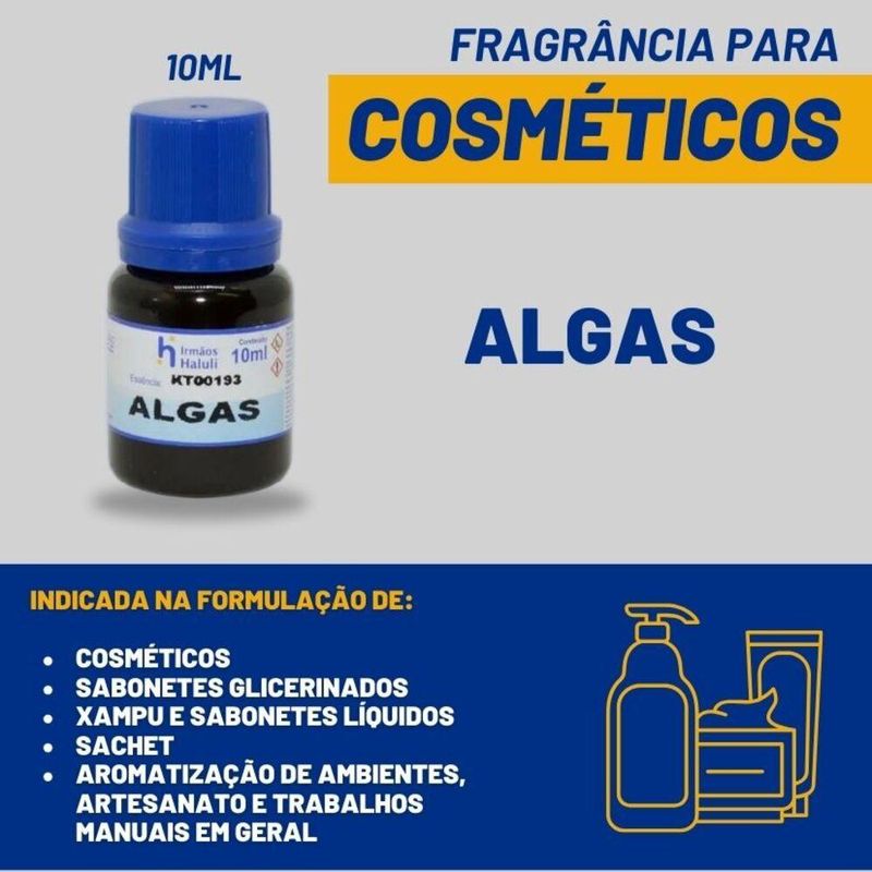 Essência Algas para Cosméticos e Sabonetes Linha Azul Irmãos Haluli (10ml)