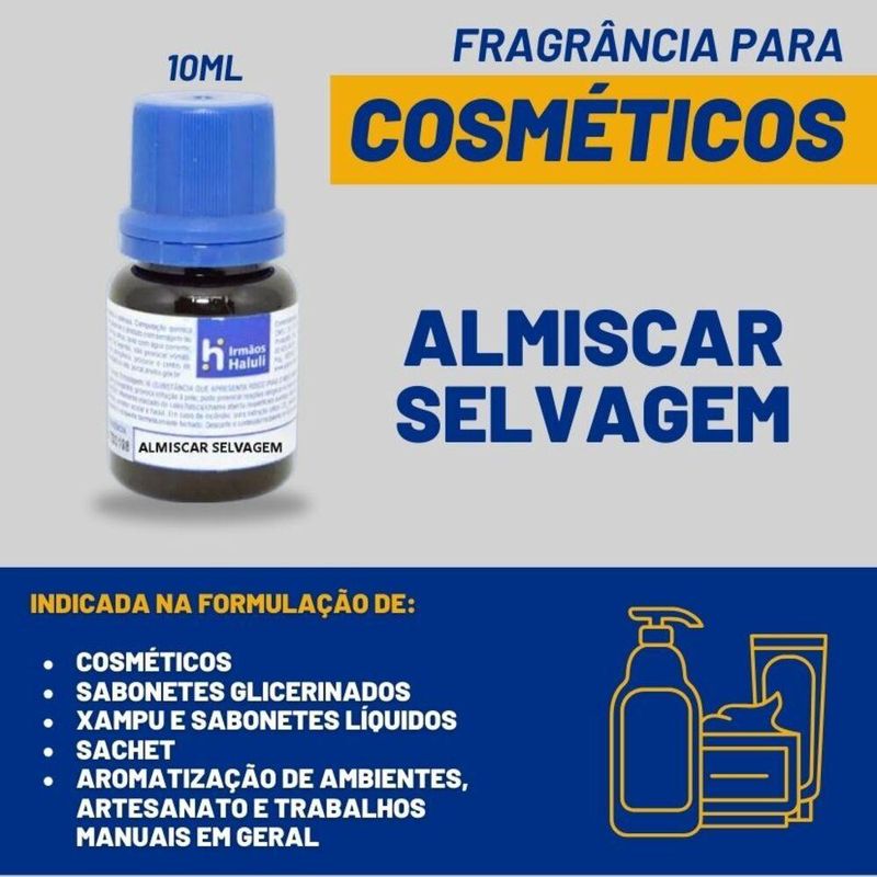 Essência Almiscar Selvagem para Cosméticos e Sabonetes Linha Azul Irmãos Haluli (10ml)