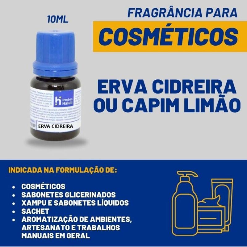 Essência Erva Cidreira para Cosméticos e Sabonetes Linha Azul Irmãos Haluli (10ml)