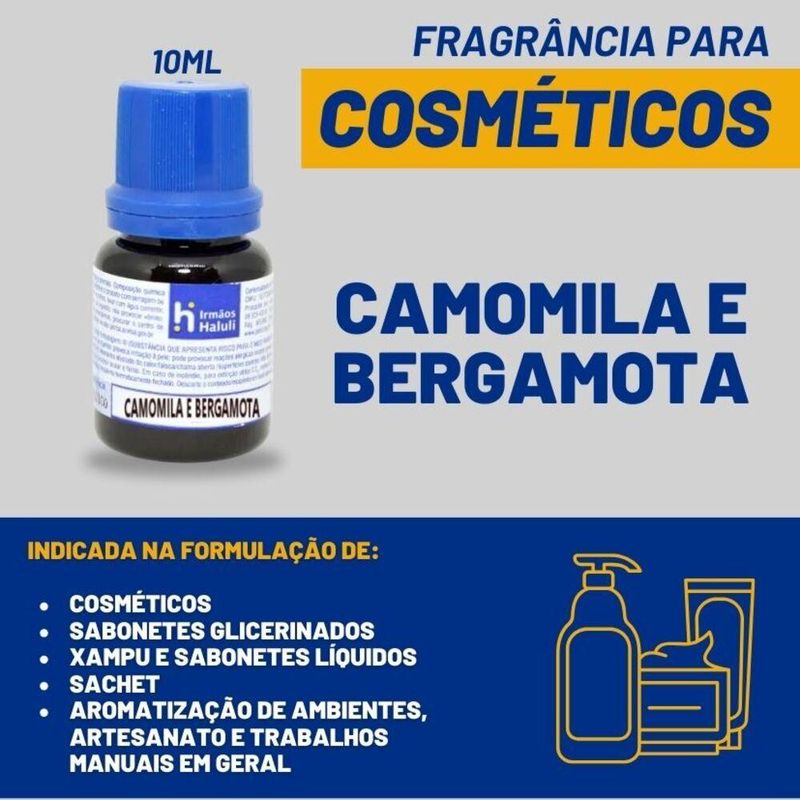 Essência Camomila e Bergamota para Cosméticos e Sabonetes Linha Azul Irmãos Haluli (10ml)