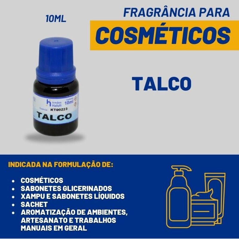 Essência Talco para Cosméticos e Sabonetes Linha Azul Irmãos Haluli (10ml)