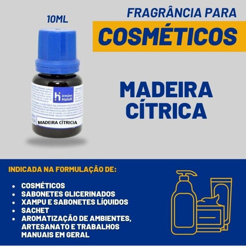 Essência Madeira Cítrica para Cosméticos e Sabonetes Linha Azul Irmãos Haluli (10ml)
