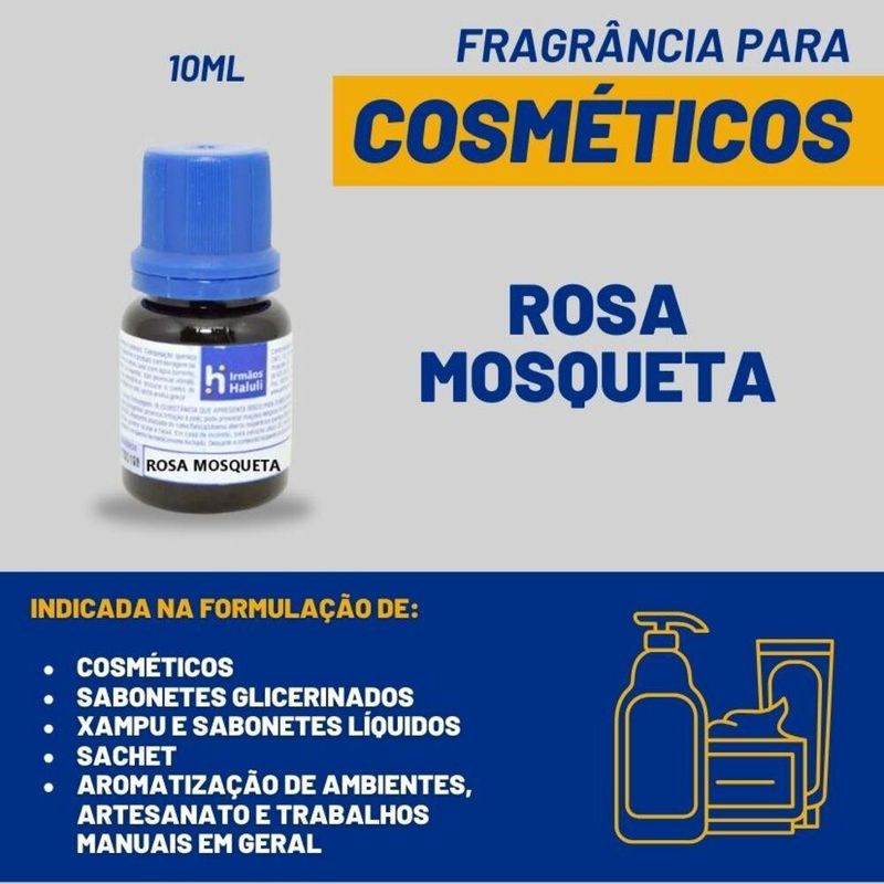 Essência Rosa Mosqueta para Cosméticos e Sabonetes Linha Azul Irmãos Haluli (10ml)