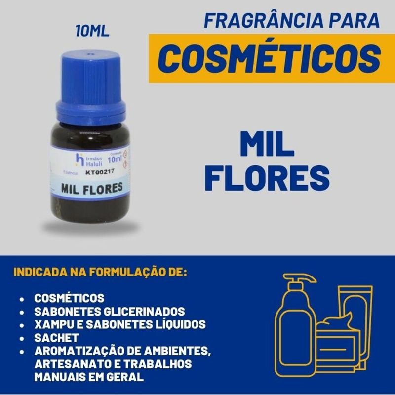Essência Mil Flores para Cosméticos e Sabonetes Linha Azul Irmãos Haluli (10ml) - VALIDADE: 05/12/2025