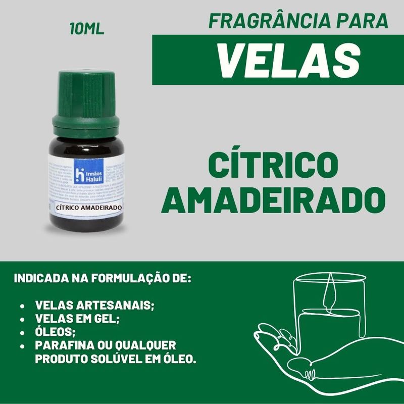 Essência Cítrico Amadeirado para Velas e Óleos Irmãos Haluli (10ml)