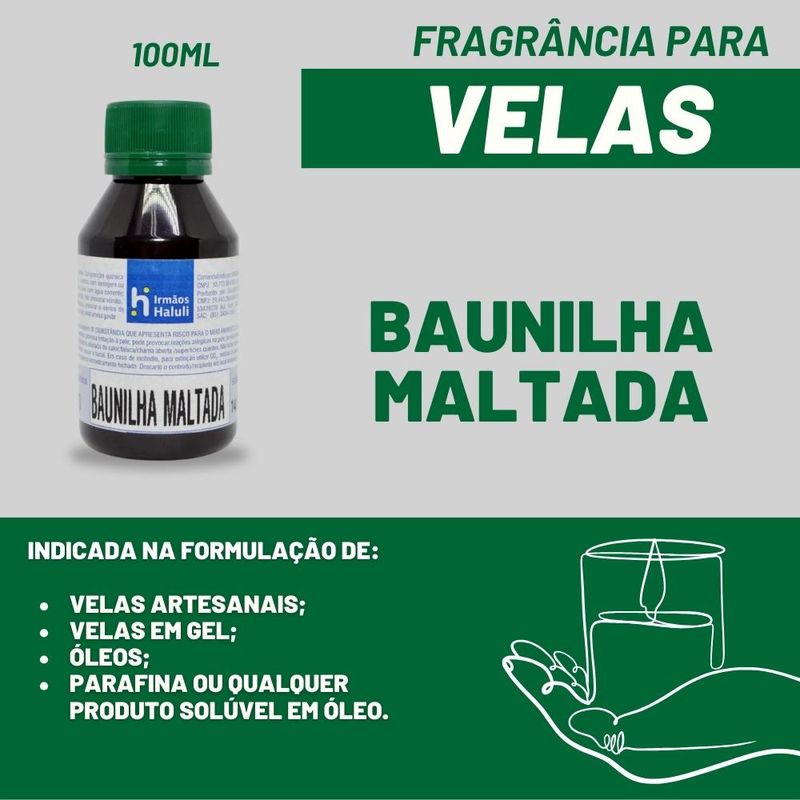 Essência Baunilha Maltada para Velas e Óleos Irmãos Haluli (100ml)