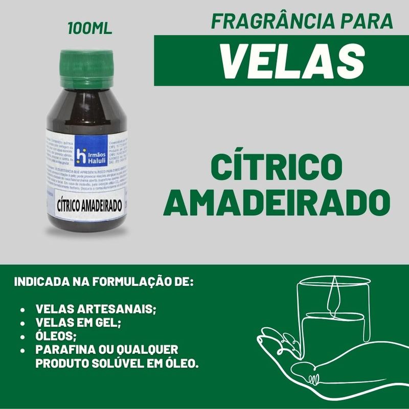 Essência Cítrico Amadeirado para Velas e Óleos Irmãos Haluli (100ml)