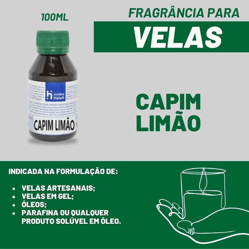 Essência Capim Limão para Velas e Óleos Irmãos Haluli (100ml)