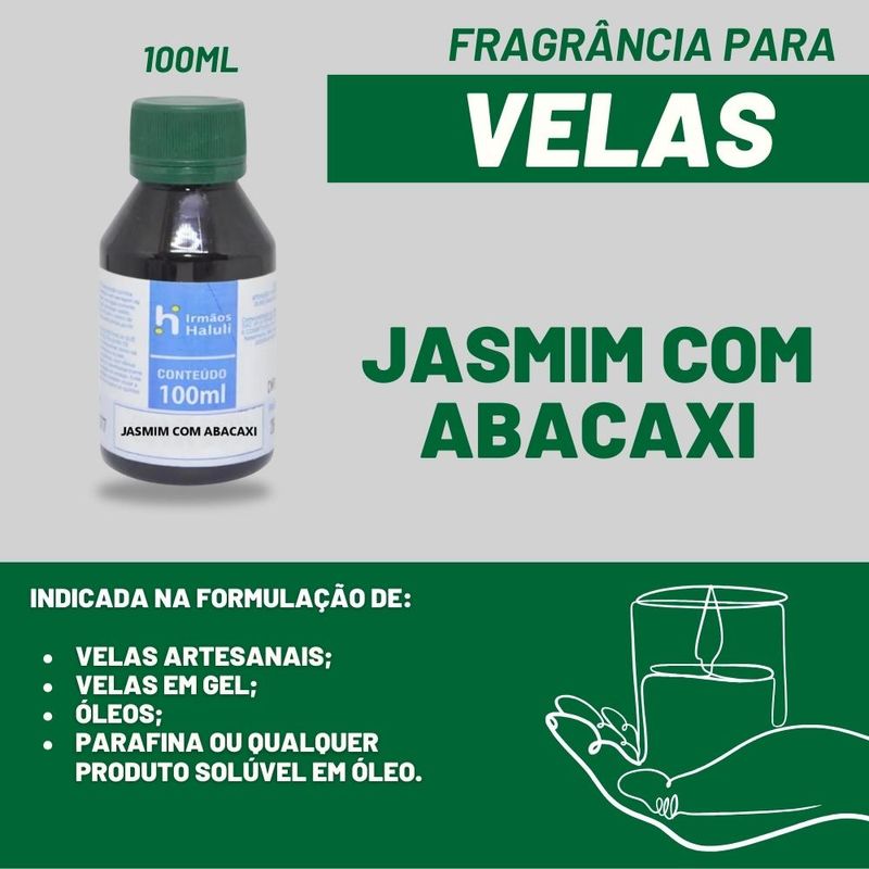 Essência Jasmim com Abacaxi para Velas e Óleos Irmãos Haluli (100ml)