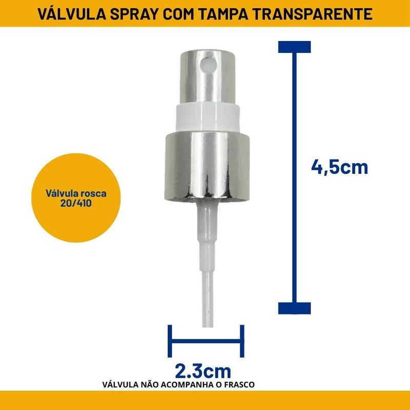 Válvula Spray Rosca 20/410 Prata com Tampa Transparente (01 unidade)