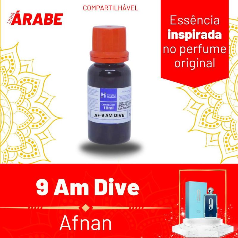 Essência AF-9 AM Dive Compartilhável P/ Perfumes Linha Árabe Irmãos Haluli (10ml)