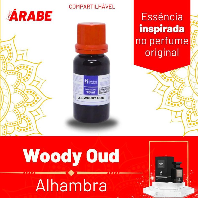 Essência AL-Woody OUD Compartilhável P/ Perfumes Linha Árabe Irmãos Haluli (10ml)