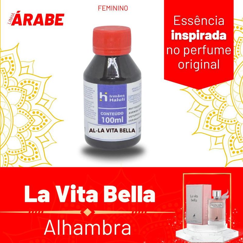 Essência AL-La Vita Bella Feminino P/ Perfumes Linha Árabe Irmãos Haluli (100ml)