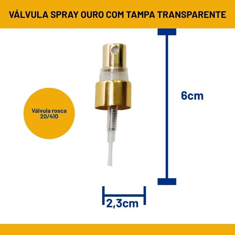 Válvula Spray Rosca 20/410 Ouro com tampa Transparente (01 unidade)