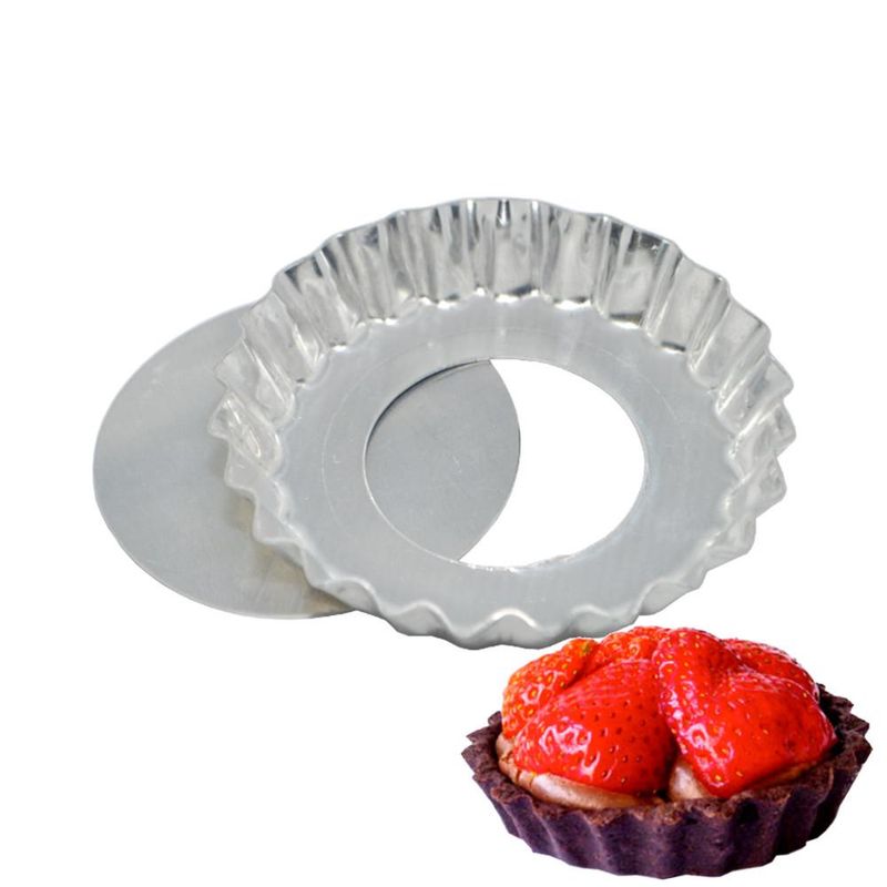 Forma de Alumínio para Torta Crespa Fundo Falso 10cm N. 4 Alumínio Circular (12 unidades)