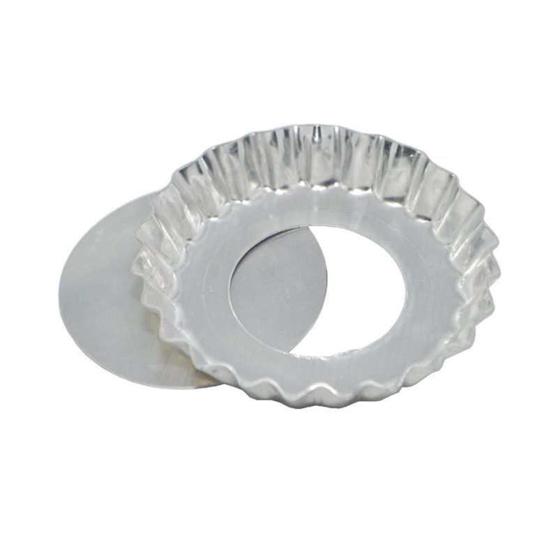 Forma de Alumínio para Torta Crespa Fundo Falso 10cm N. 4 Alumínio Circular (12 unidades)
