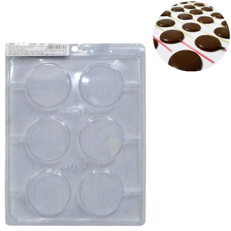 Forma de Acetato Simples Pirulito Redondo Liso 60mm Ref. 9789 BWB (01 unidade)