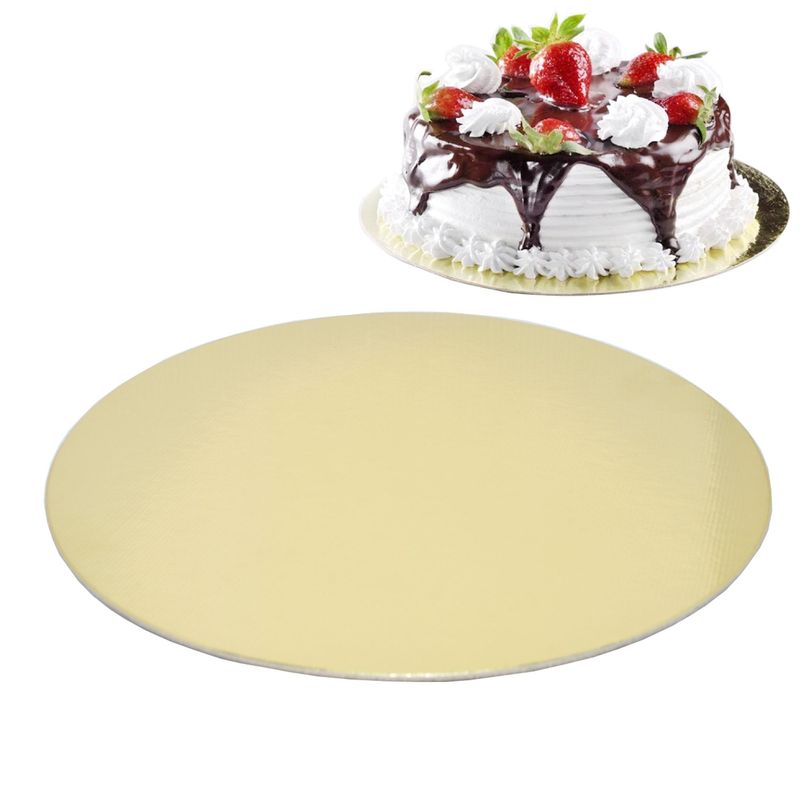 Base Laminada Clássica BCO Redonda 25cm para Doces na Cor Ouro Stalden Decor (10 unidades)