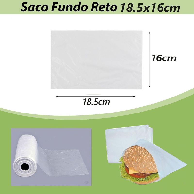 Bobina de Saco Plástico Picotado com Fundo Reto para Hambúguer ou Tapioca 18.5x16cm Vabene (500 unid