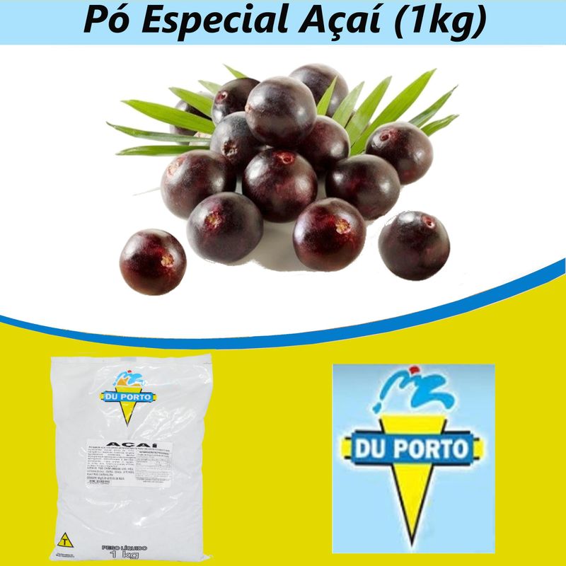 Pó para Gelados Comestíveis Sabor Especial Açaí Du Porto (1KG)