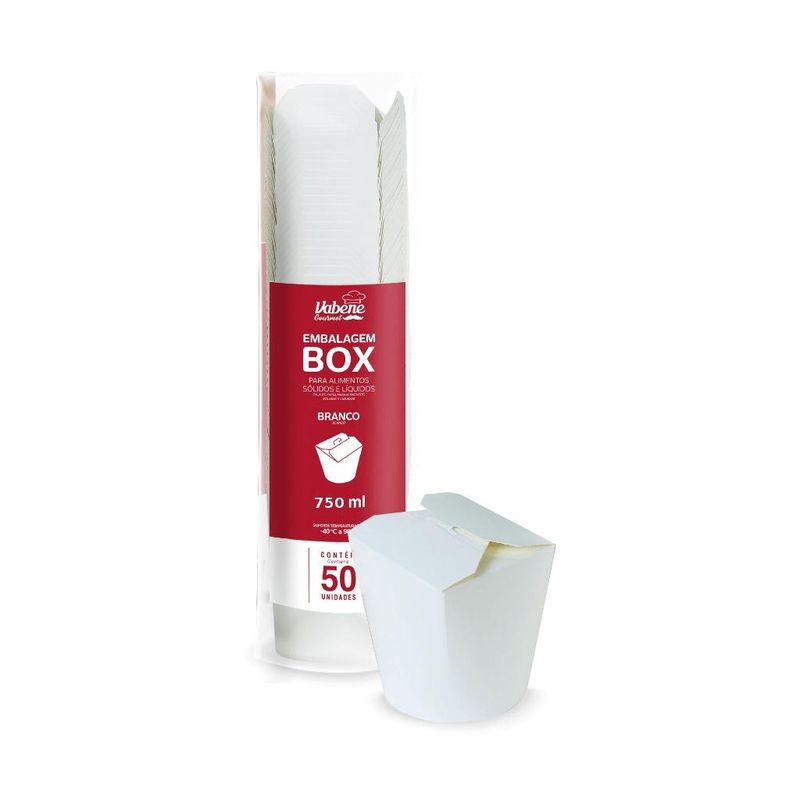 Embalagem Box de Papel 750 ml Branco Vabene (50 unidades)