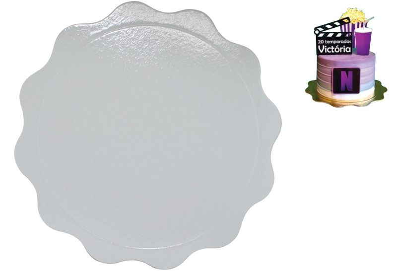 Cakeboard Viva Paper Ondulado Branco 32cm Ultrafest (1 unidade)