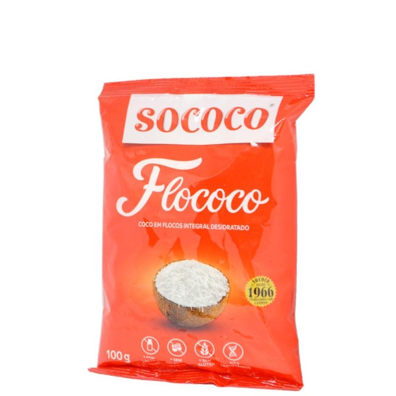 Coco em Flocos Integral Desidratado Flococo Sococo (100 gramas)