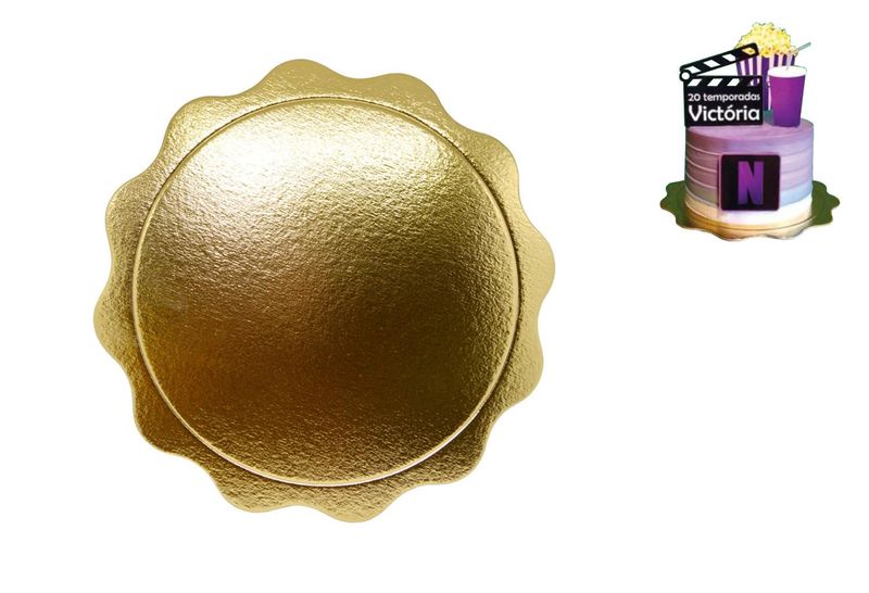 Cakeboard Viva Paper Ondulado Dourado 15cm Ultrafest (1 unidade)