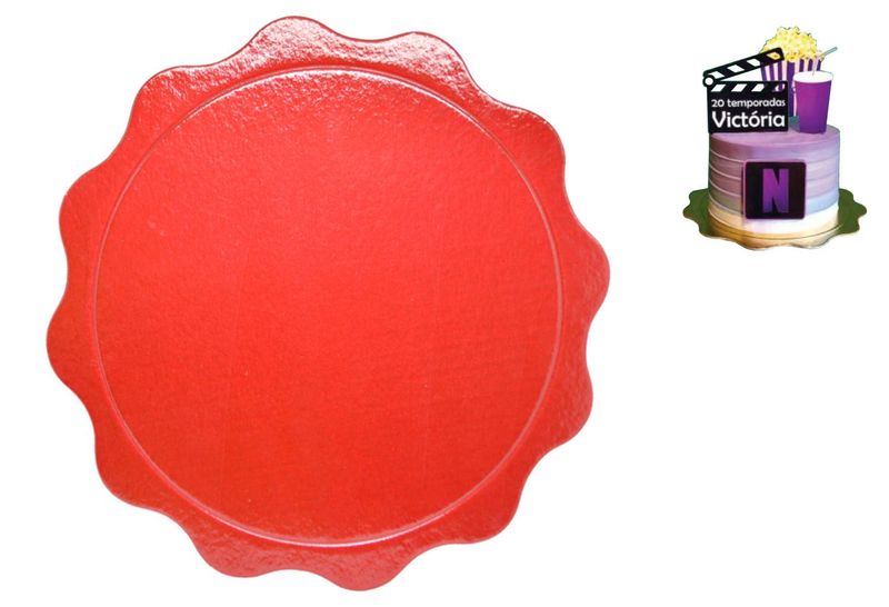 Cakeboard Viva Paper Ondulado Vermelho 28cm Ultrafest (1 unidade)