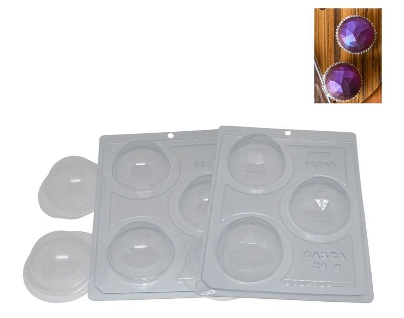Forma de Acetato com Silicone Esfera 70mm Lapidada 24g Ref.: 10266 BWB (01 unidade)